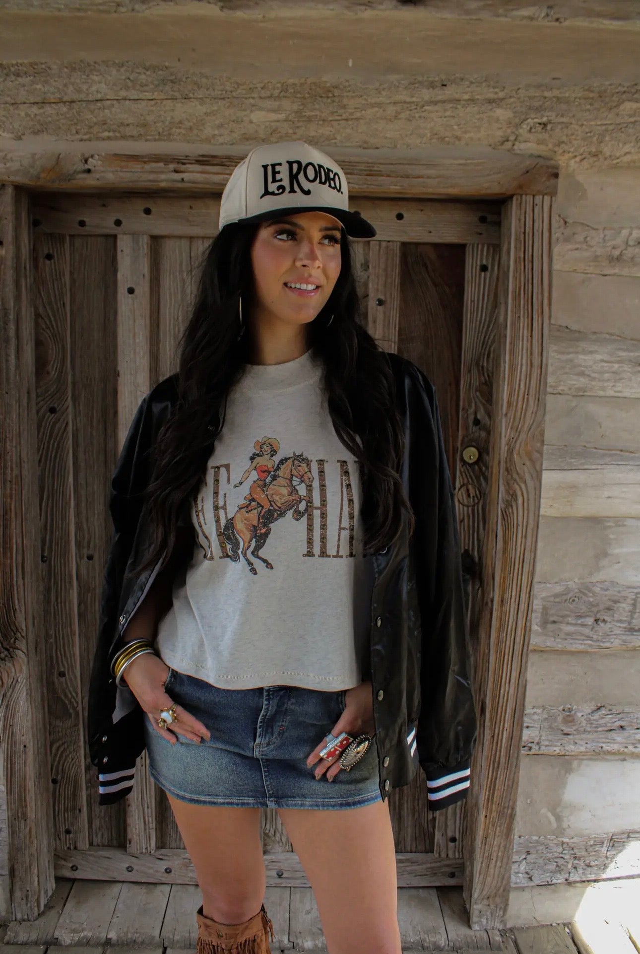 Yeehaw Cowgirl Studded Tee - Tan