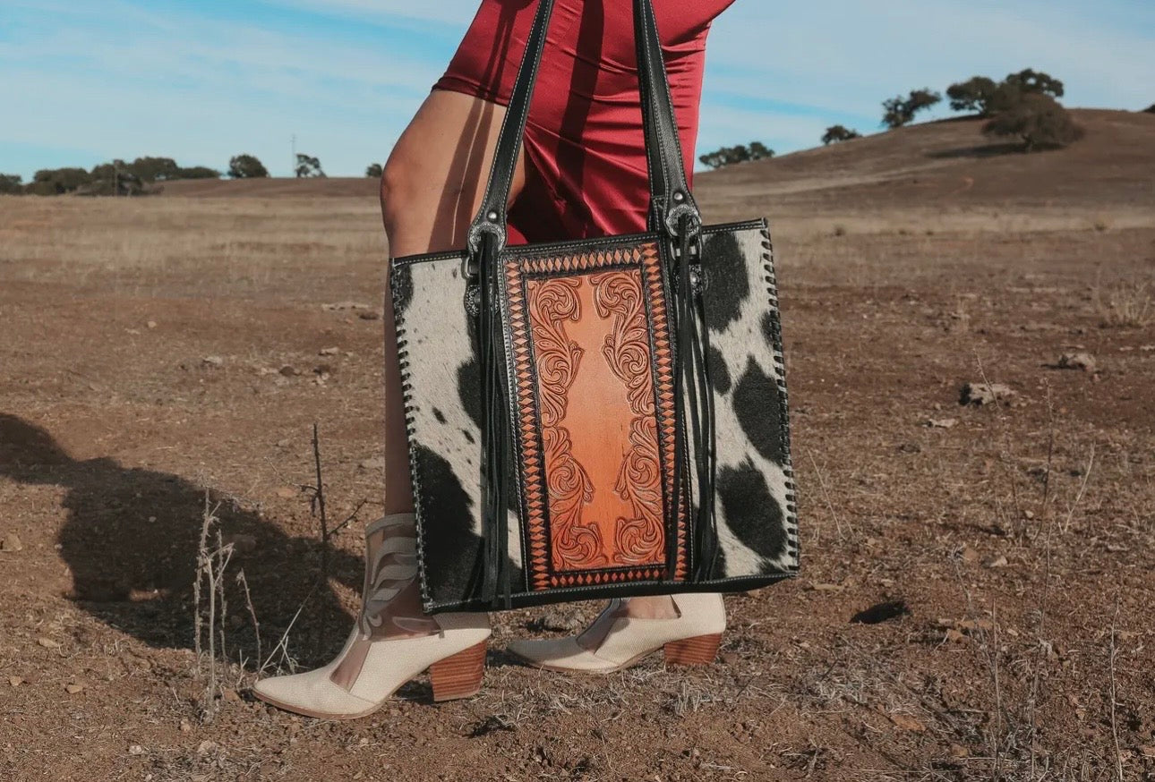 Luxe Cowgirl Tote Cowhide Purse