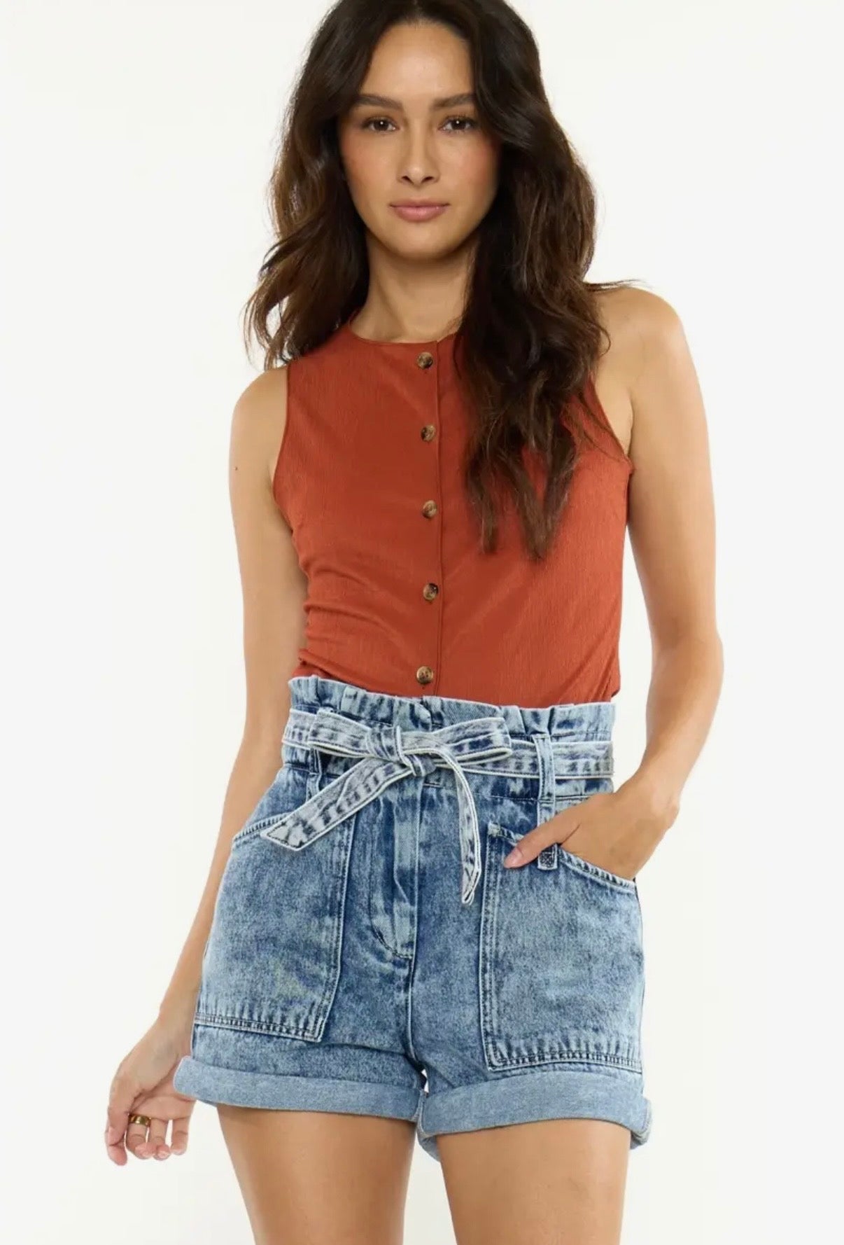Ultra High Rise Tie Front Shorts