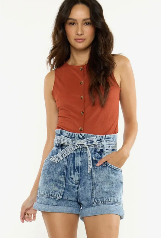 Ultra High Rise Tie Front Shorts