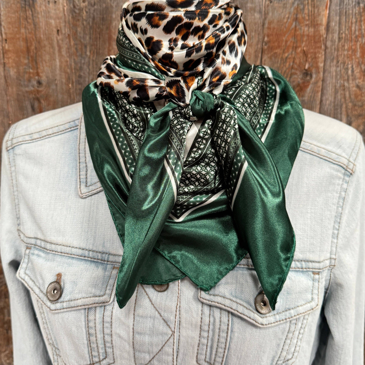 Green Animal Print Wild Rag - Scarf