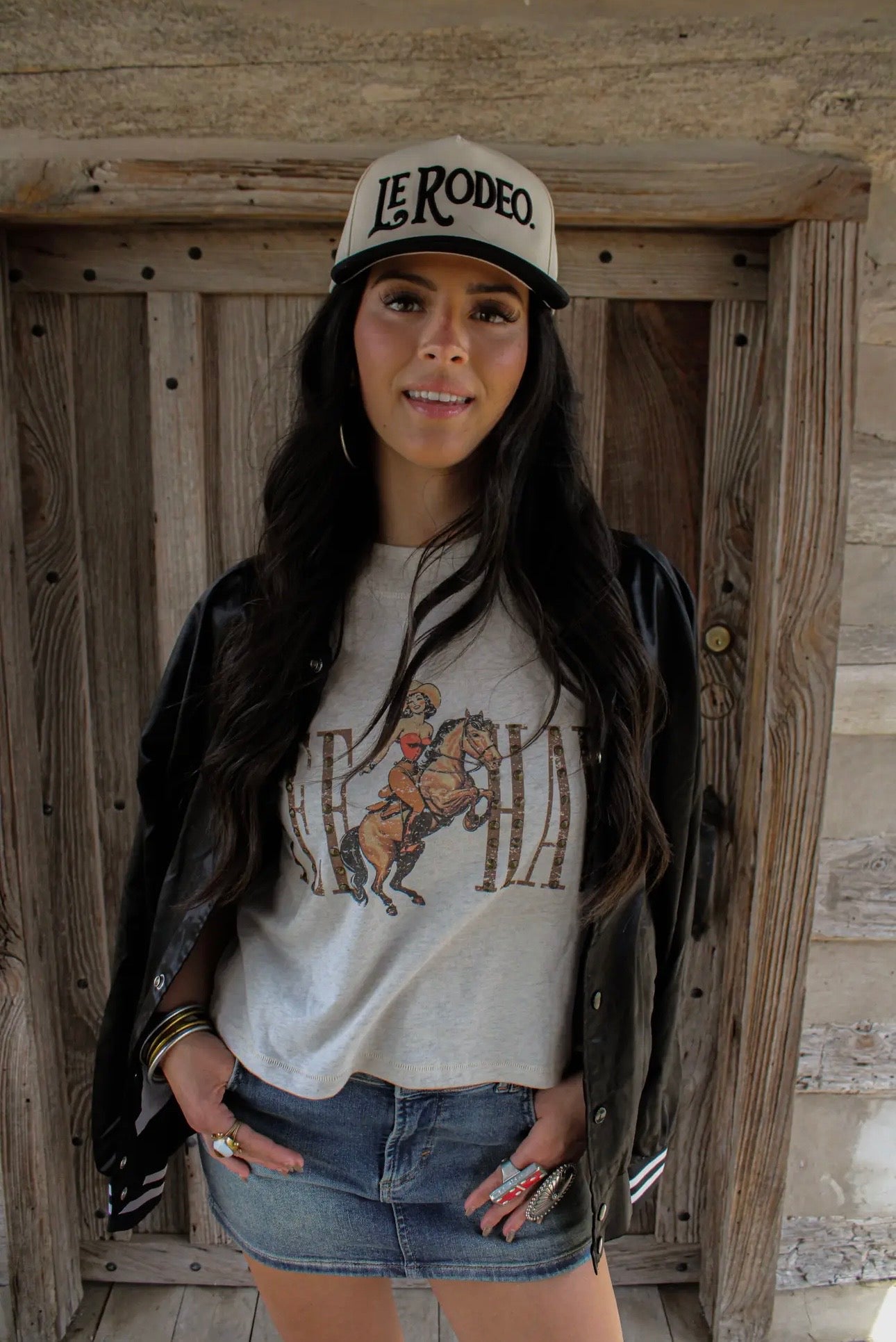 Yeehaw Cowgirl Studded Tee - Tan