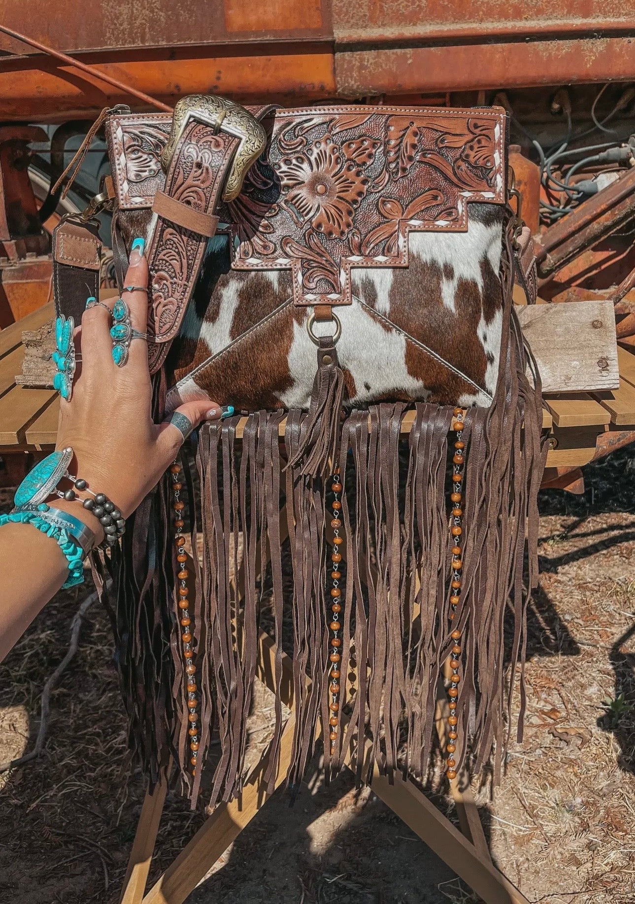 The Lancaster Cowhide Leather Tooled Purse