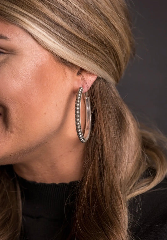 Silver Trimmed Hoop Earrings
