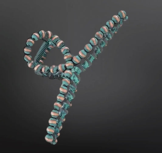 Western Navajo Pearl Inspired Claw Clip - Turquoise/Copper