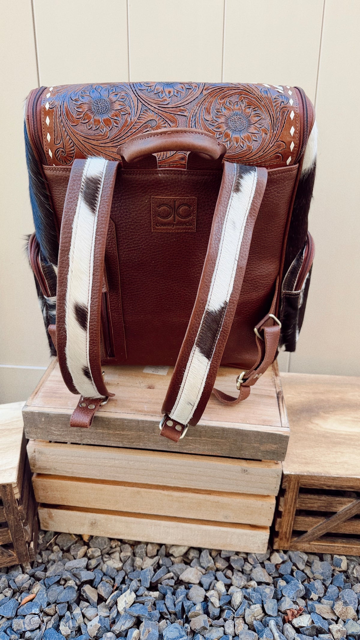 Mesa Cowhide Backpack - Black & White Cowhide