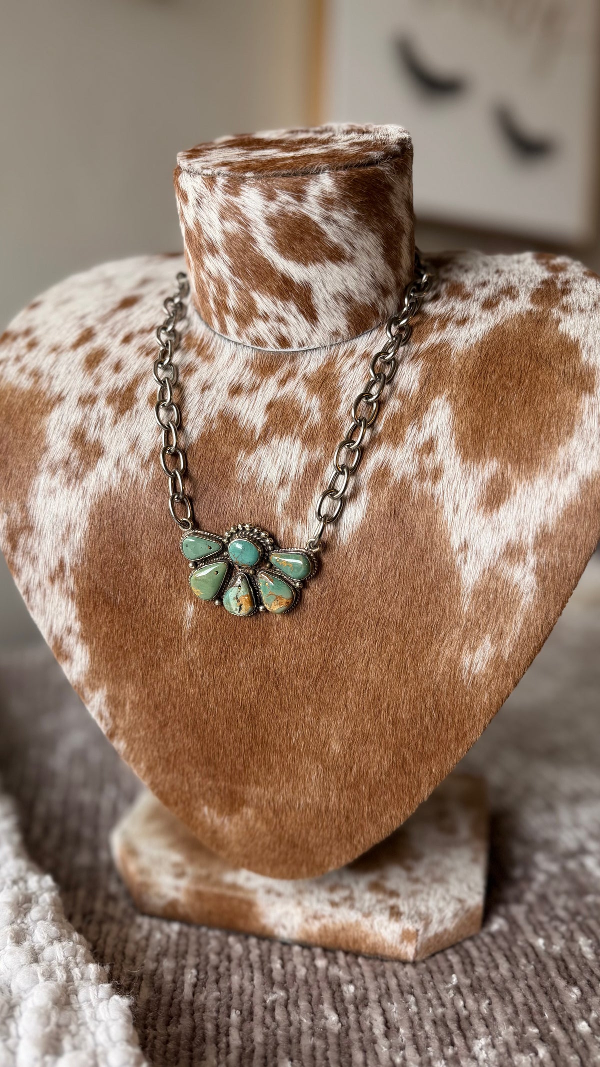 Genuine Turquoise Tibetan Pendant Half Burst Necklace