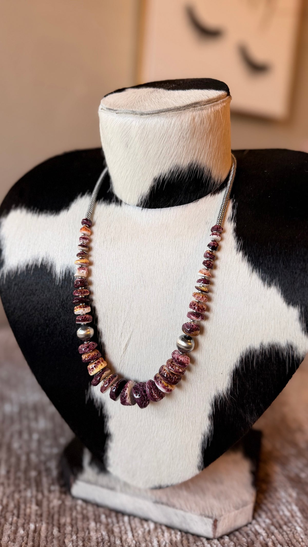 Mojave Turquoise Pink Conch & Purple Spiny Oyster Necklace