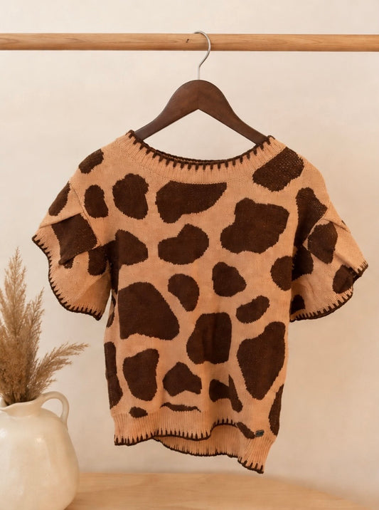 Cow Print Sleeveless Sweater