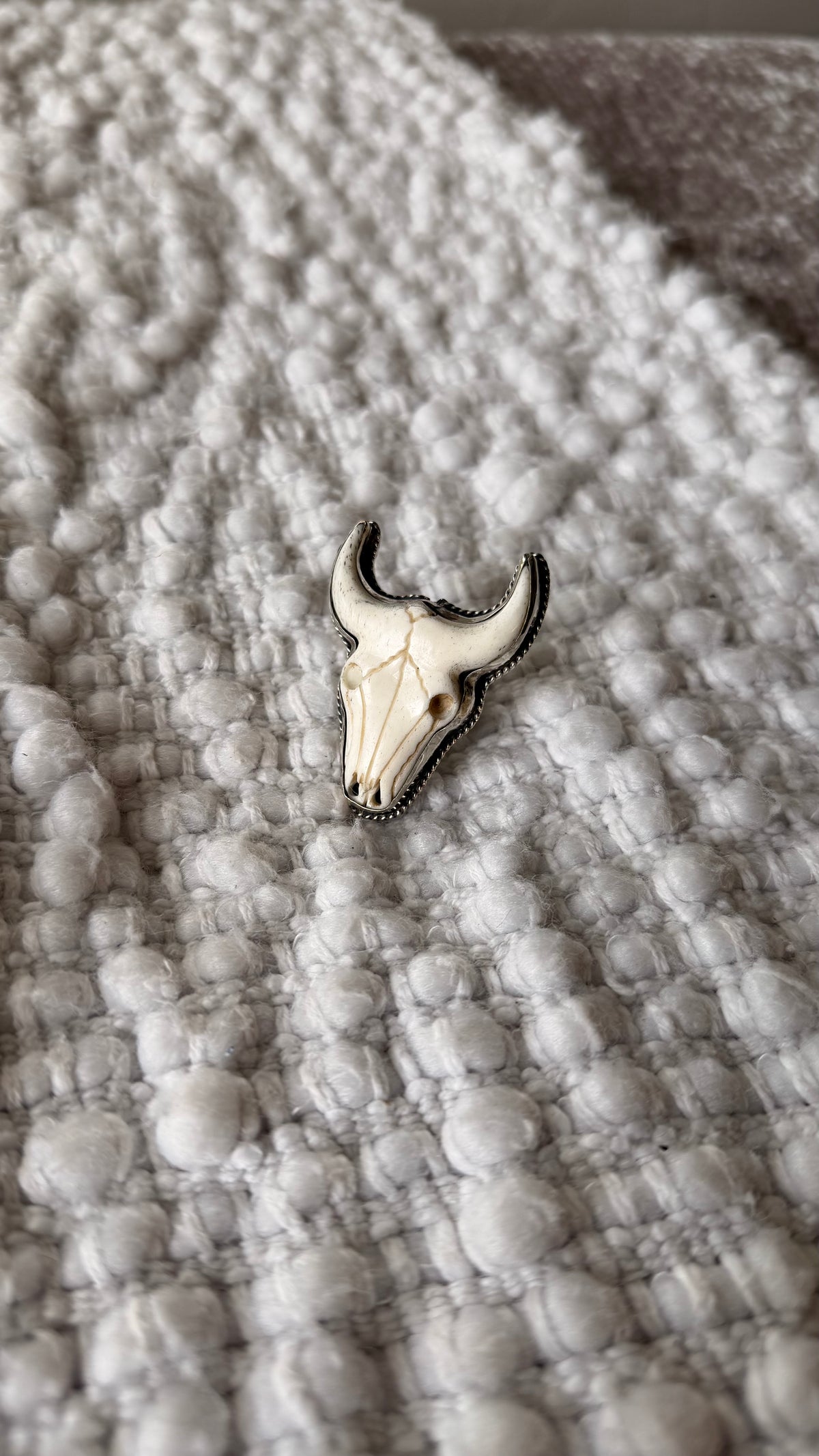 Bone Longhorn Tibetan Adjustable Ring