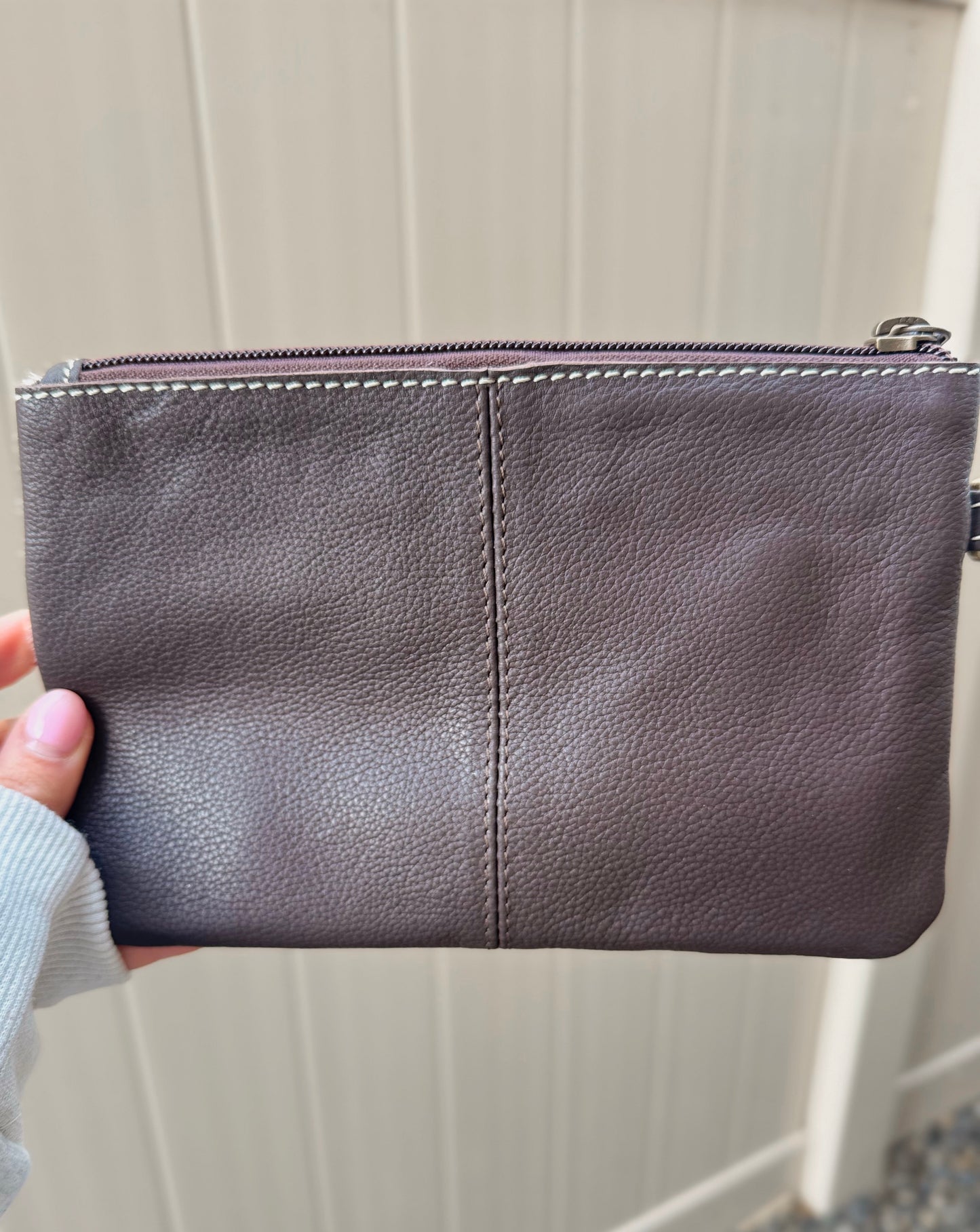 Lexie Cowhide Wristlet Western Purse Bag - White + Gold