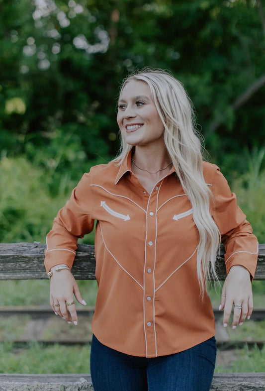 Pearl Snap Button Up - Rust