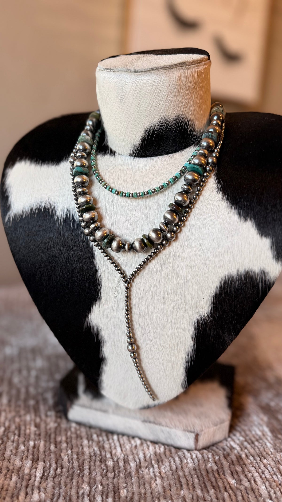 Turquoise & Sterling Silver Pearl Statement Necklace