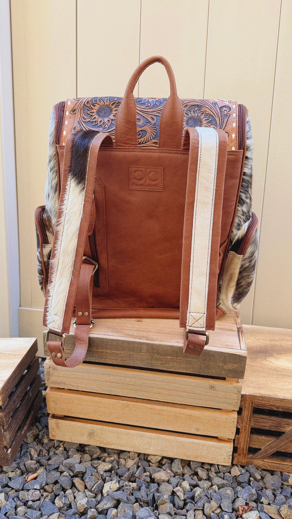 Mesa Cowhide Backpack - White & Tan Cowhide