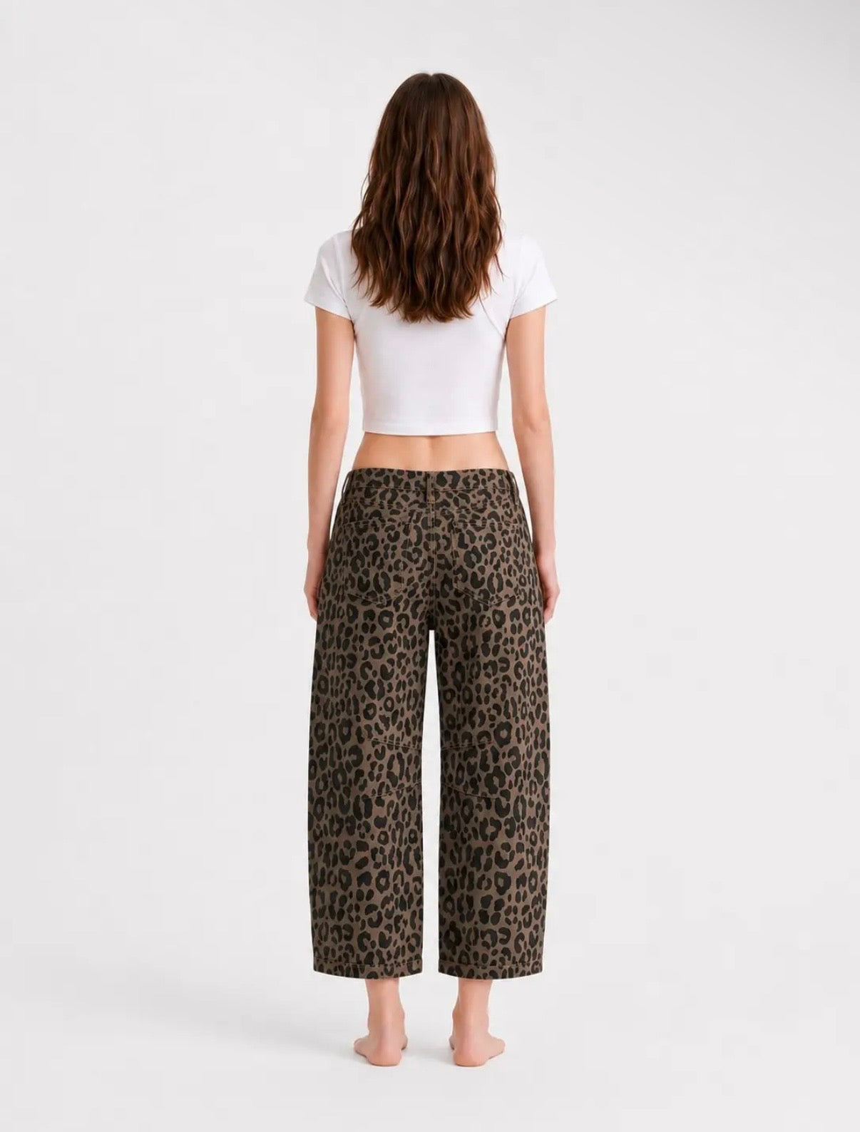 Leopard Print Barrel Jeans