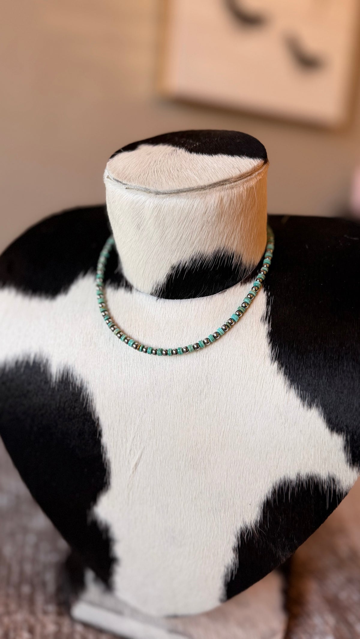 Turquoise Heishi & Sterling Silver Pearl Necklace