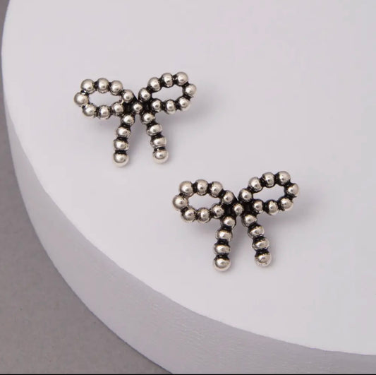 Bubble Beaded Bow Earrings