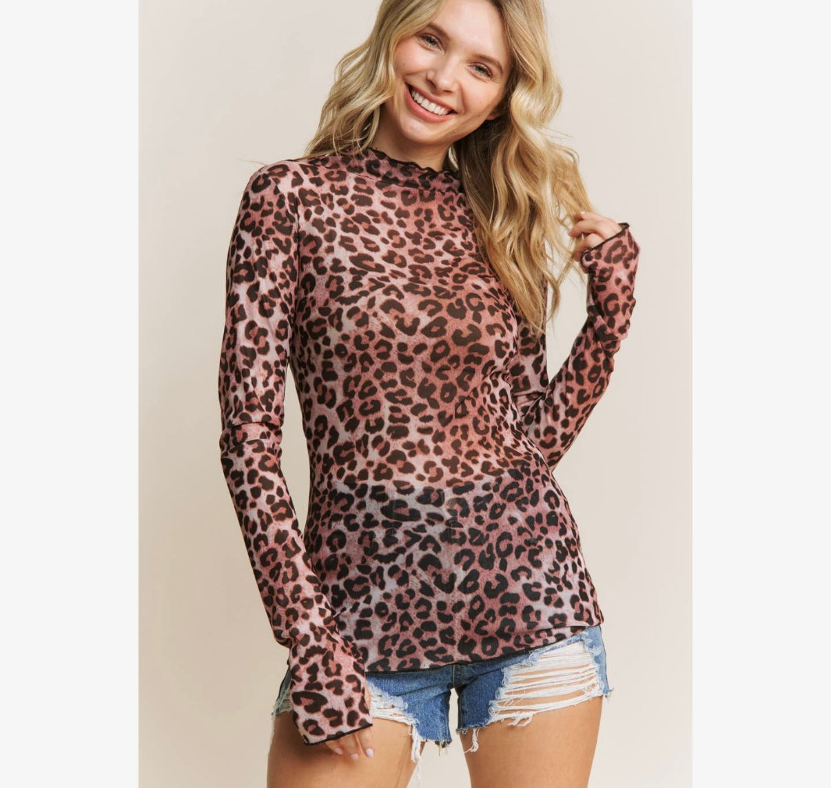 Lace Mesh Top - Leopard