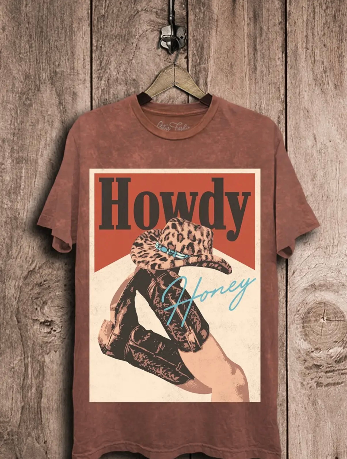 Howdy Honey Graphic Top - Vintage Wine Mineral Wash
