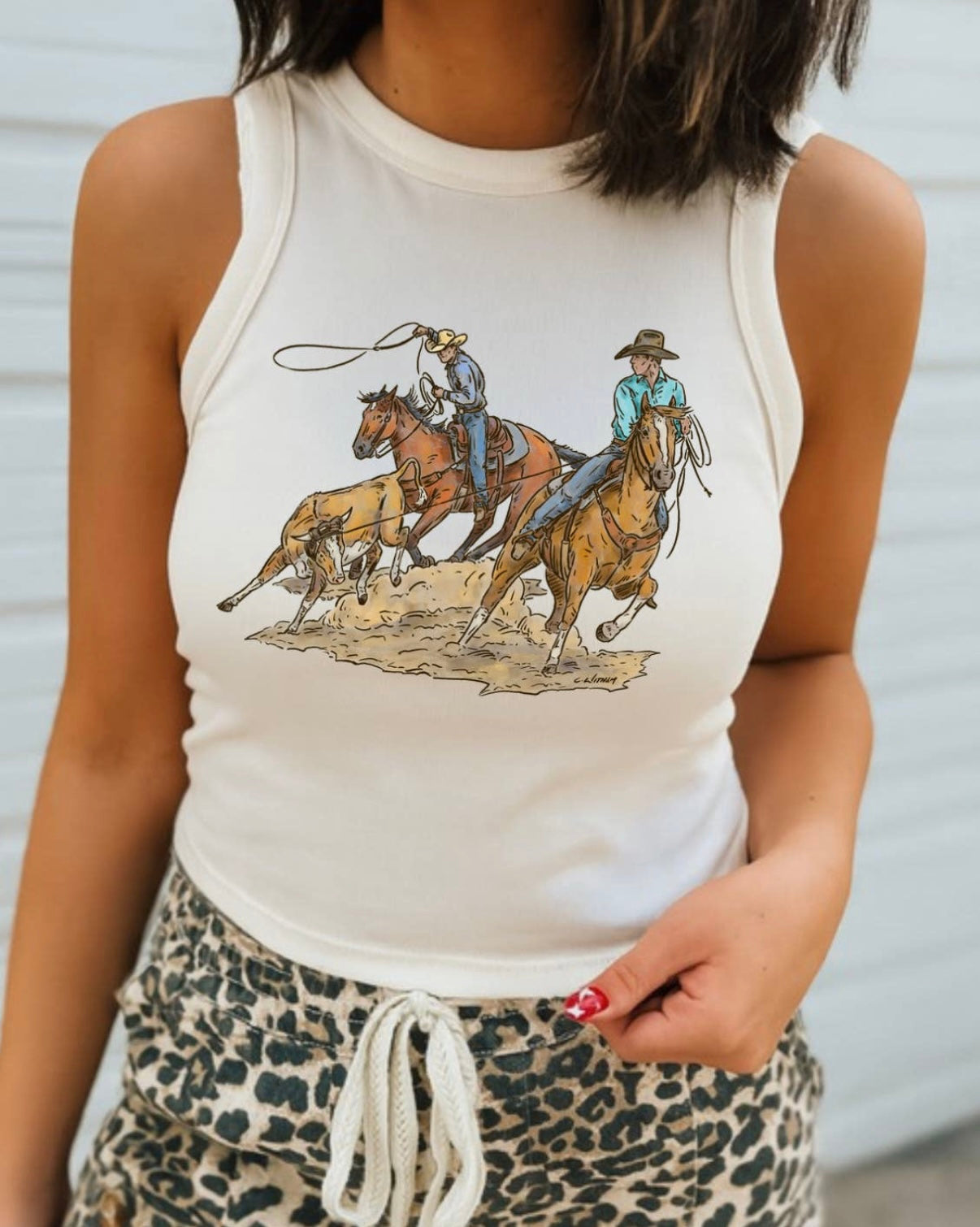 Team Ropers Western Graphic Cropped Tank