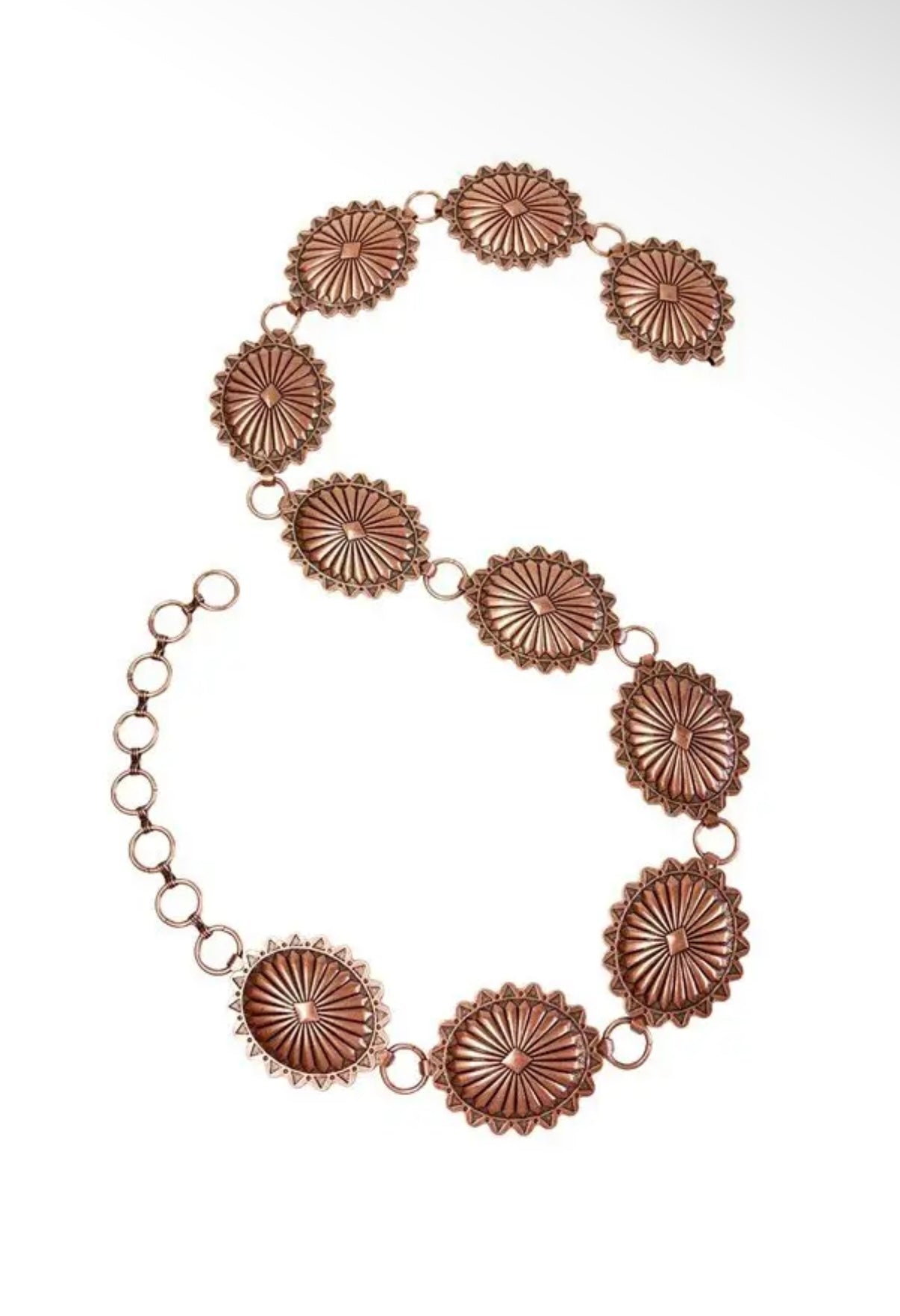 Western Metal Oval Concho Belt - Bronze