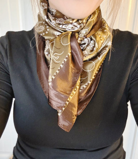 Sage and Brown Floral Paisley Wild Rag - Scarf