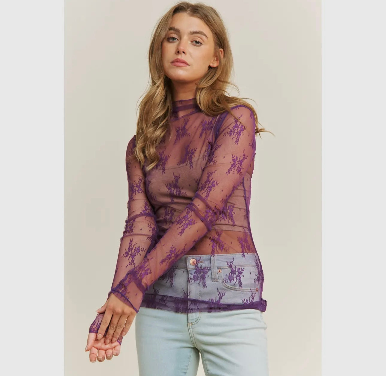 Floral Lace Sheer Mesh Top