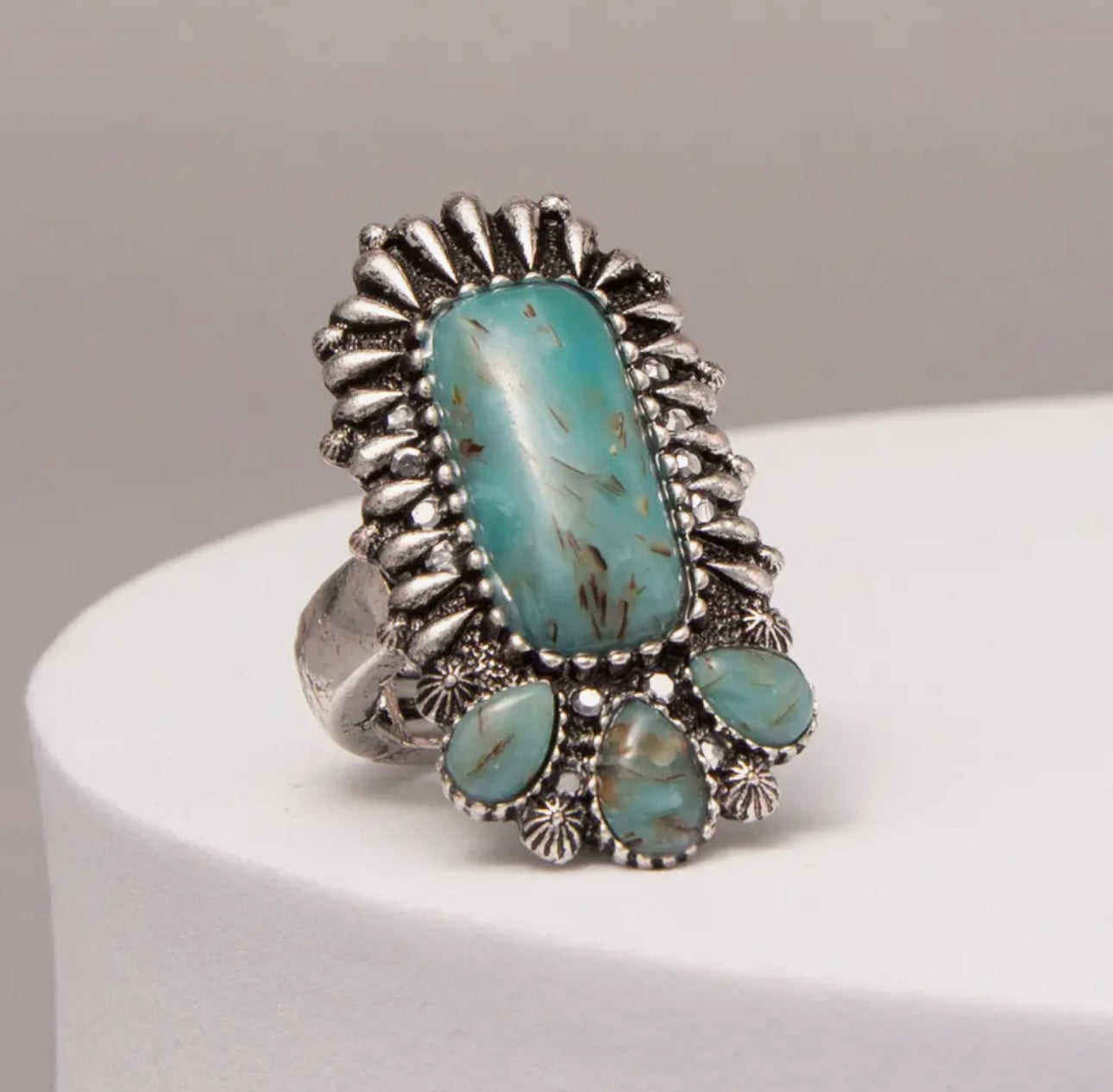 Shape Turquoise Stretch Ring - Turquoise