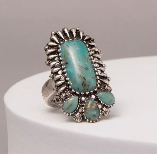 Shape Turquoise Stretch Ring - Turquoise