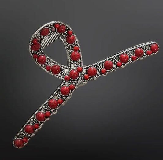 Western Turquoise Coral Claw Clip - Red