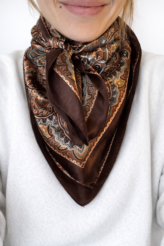Brown & Orange Paisley Wild Rag - Scarf