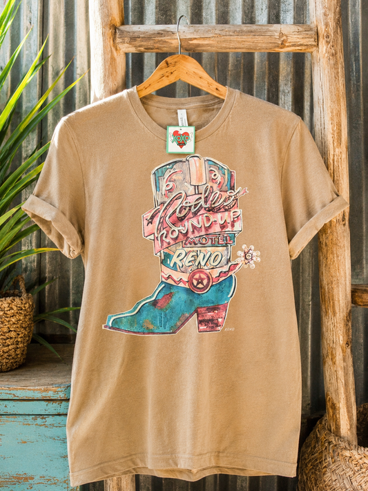 Reno Rodeo W/ Crystals T-Shirt - Brown