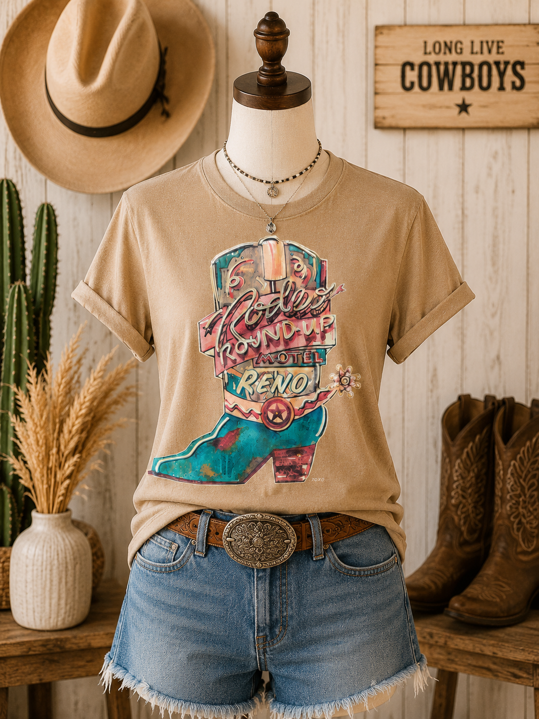 Reno Rodeo W/ Crystals T-Shirt - Brown