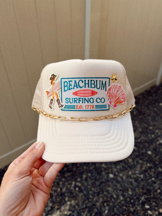 Beach Bum Surfing Custom Trucker Hat