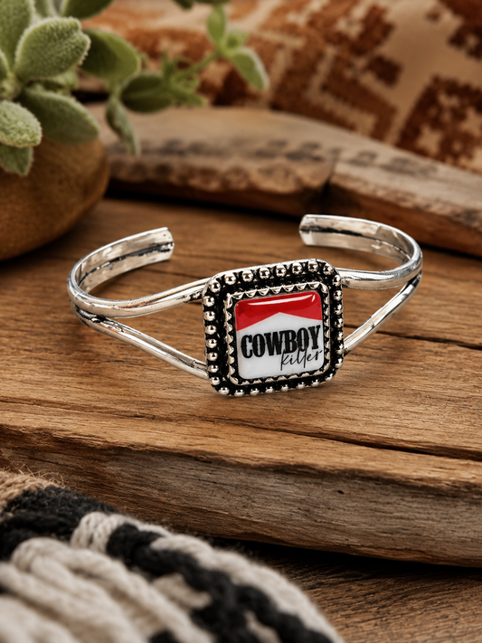 Western Enamel Cowboy Rider Cuff Bracelet