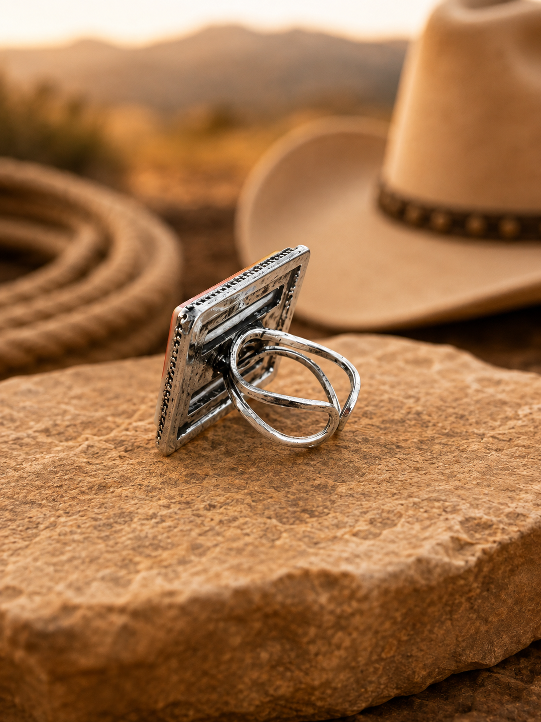 Western Rectangle Cowboy Cuff Ring