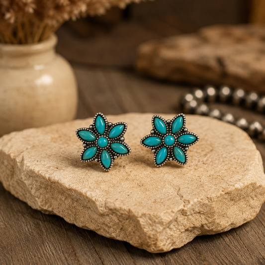 Turquoise Daisy Stud Earrings