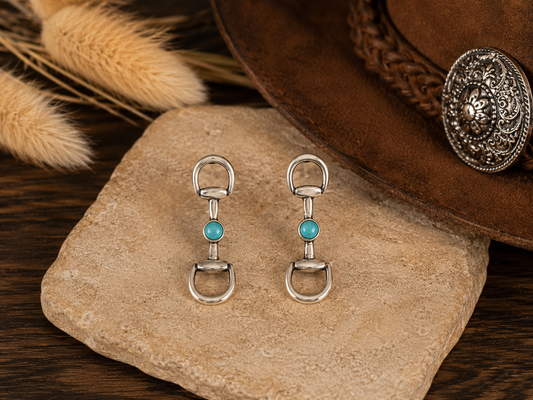 Western Snaffle Bit Turquoise Post Earring