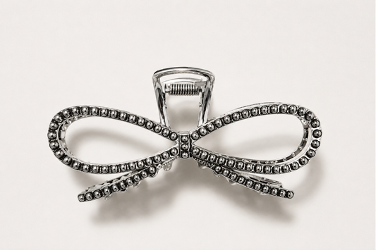 Western Ribbon Navajo Pearl Hair Claw Clip - Silver