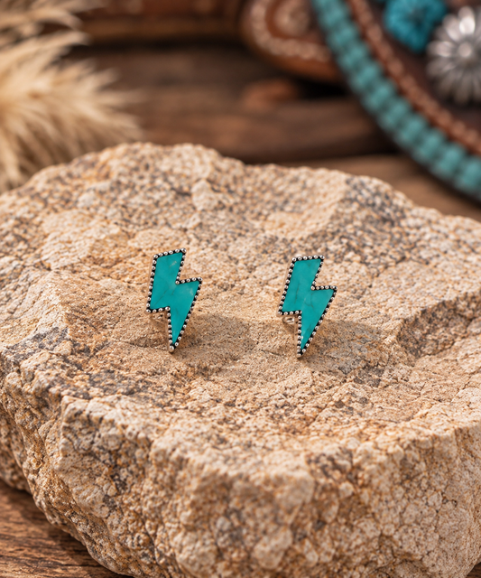 Western Turquoise Lightning Bolt Earrings