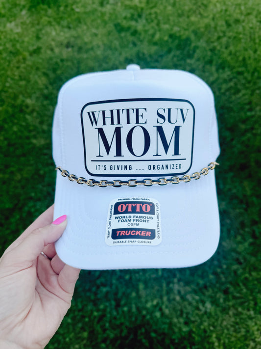 White SUV Mom Trucker Hat