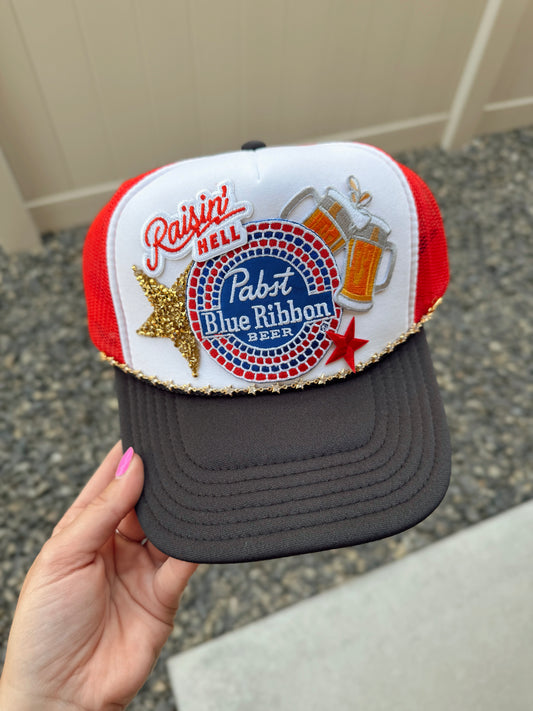 Pabst Blue Ribbon Custom Trucker Hat