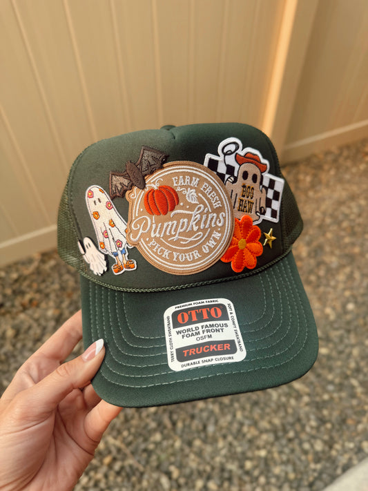 Pumpkin Halloween Custom Trucker Hat