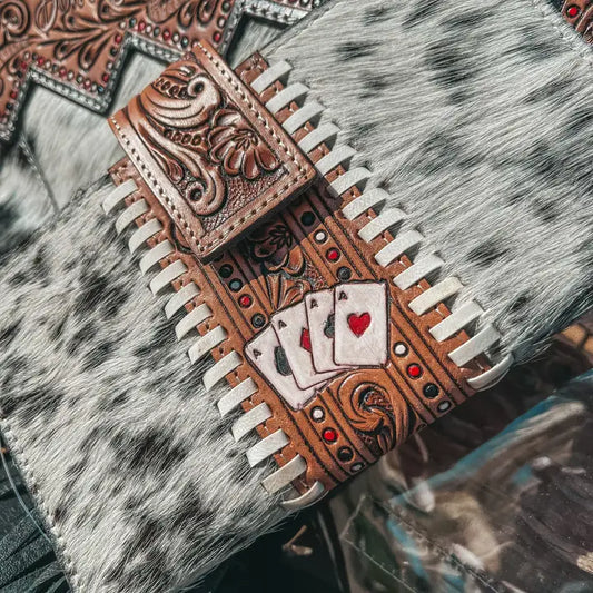 Don't Chase Cowboys Aces Cards Cowhide Wallet