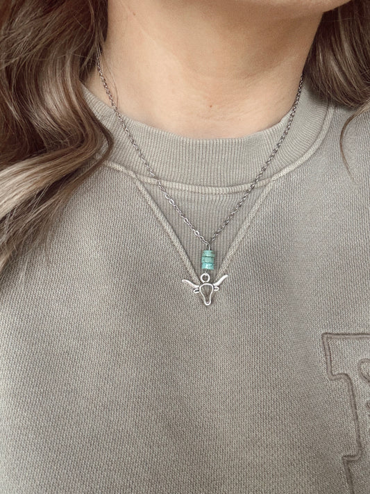 Turquoise Ride A Bull Necklace - Sterling Silver