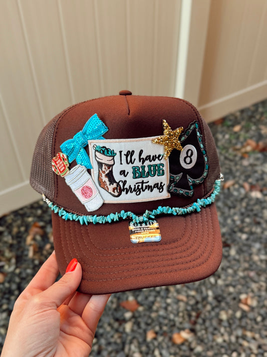 A Blue Christmas Custom Trucker Hat