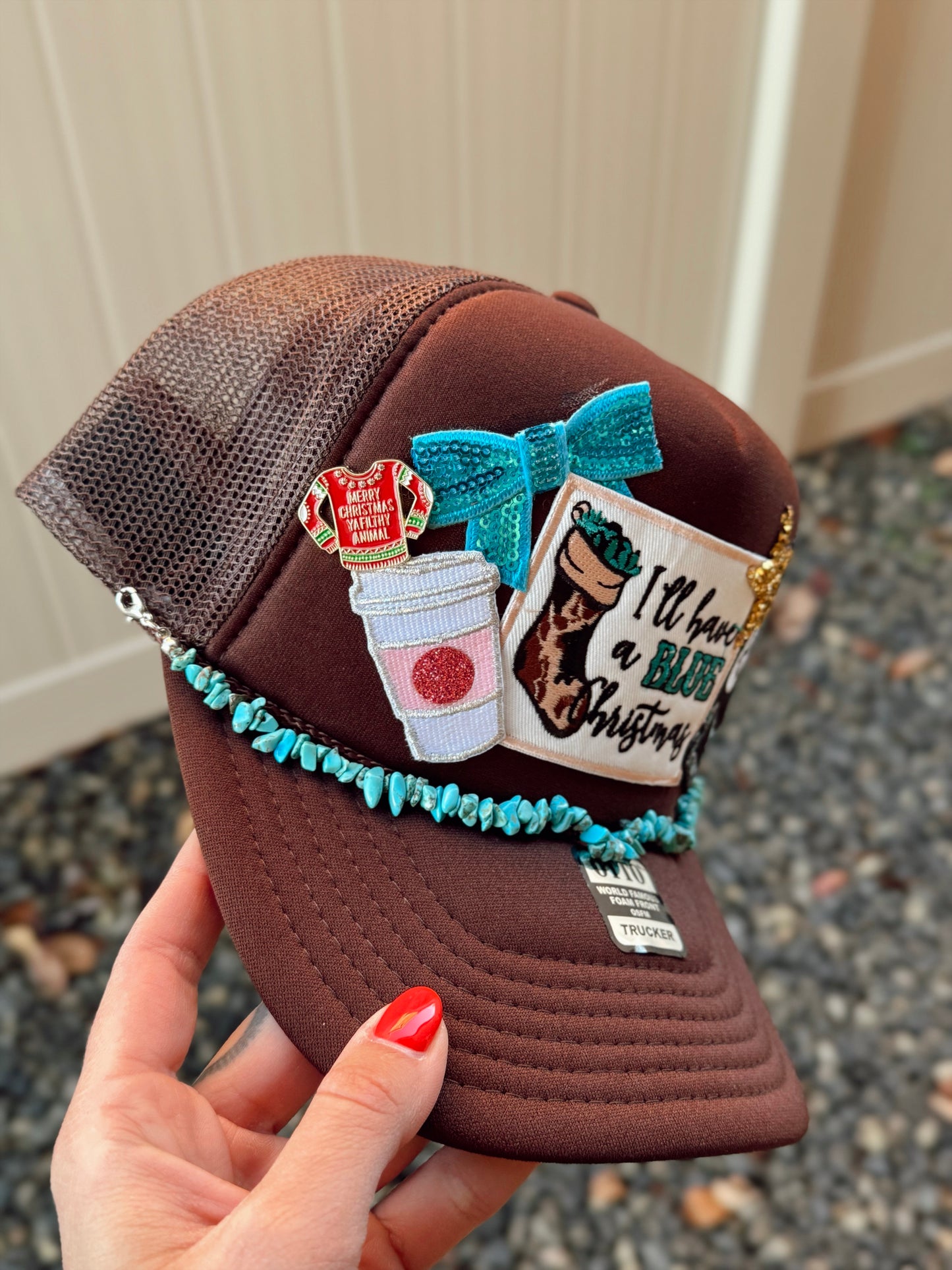 A Blue Christmas Custom Trucker Hat