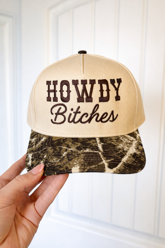 Howdy B.. Camouflage Embroidered Trucker Hat