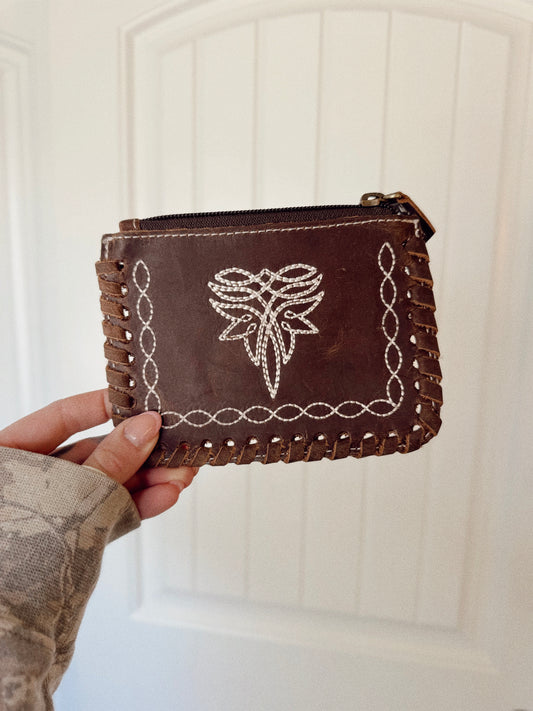 Boot Stitch Leather Coin Pouch - Hand Stitched Leather