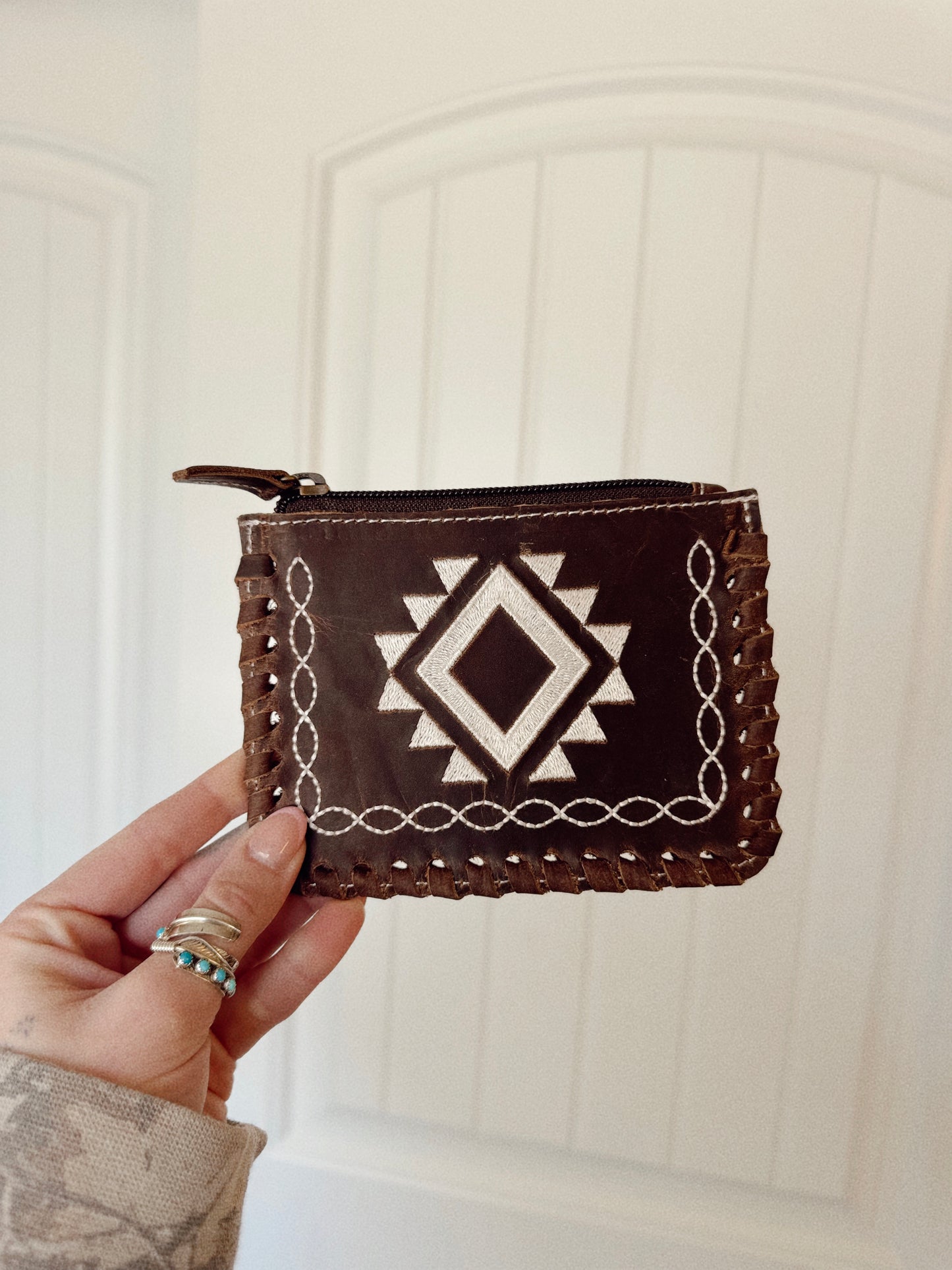 Western Leather Coin Pouch - Hand Stitched Leather